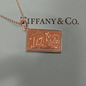 Tiffany and Co Sterling Silver New York City Postcard Necklace